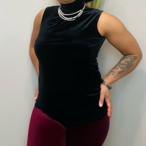 Susan Graver Black Velvet Sleeveless Turtleneck